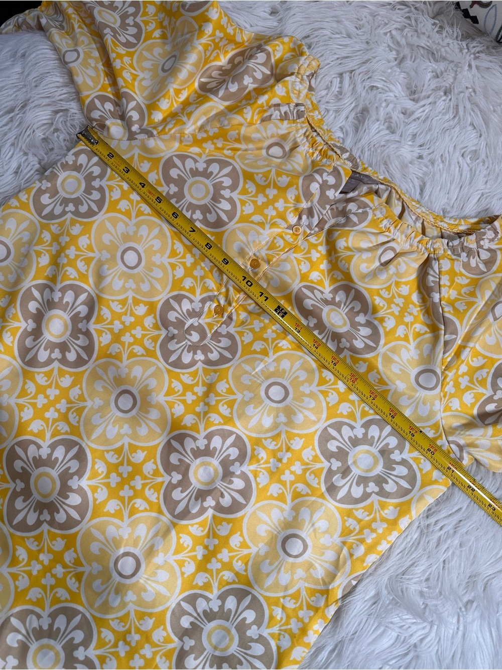 White Stag • Y2K Art Deco Sunny Yellow Floral Tunic - Picture 9 of 12